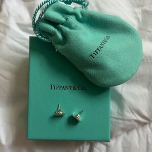 Tiffany & Co. Sterling Silver Stud Earrings with Tiffany Blue Pouch